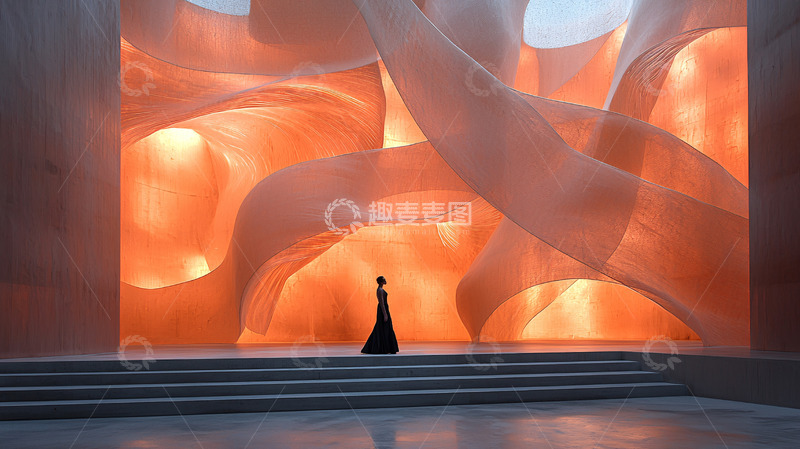 高清大图下载【趣麦麦图】光影流动的抽象雕塑