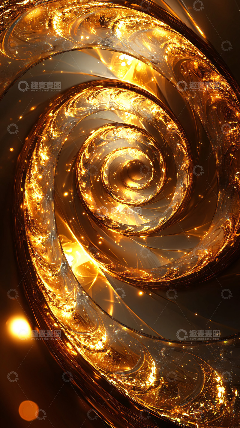 高清大图下载【趣麦麦图】金色光芒闪耀的螺旋