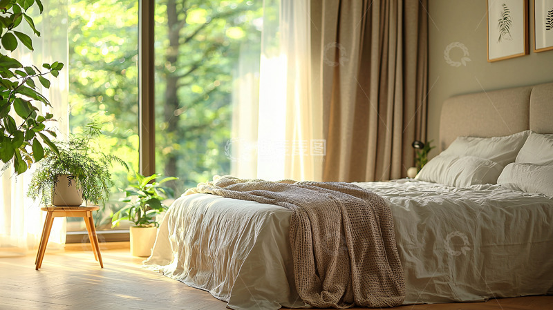 高清大图下载【趣麦麦图】阳光洒进卧室的温馨场景