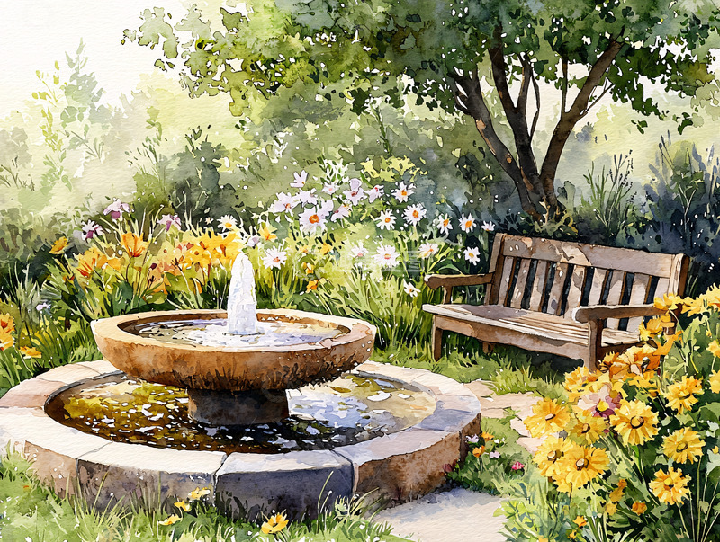 高清大图下载【趣麦麦图】花园喷泉