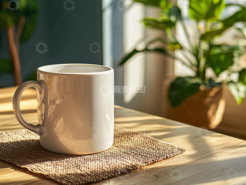 高清大图下载【趣麦麦图】阳光下的杯子和绿植