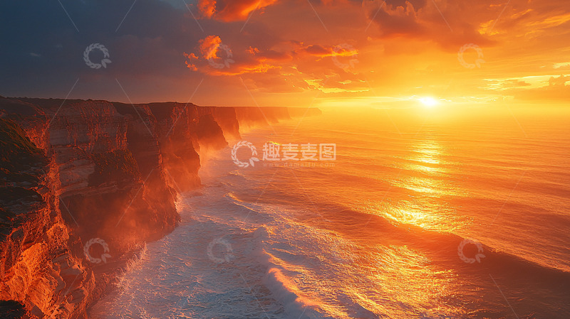 高清大图下载【趣麦麦图】壮丽的悬崖日落