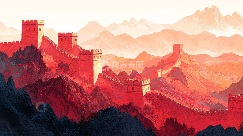 高清大图下载【趣麦麦图】红色长城