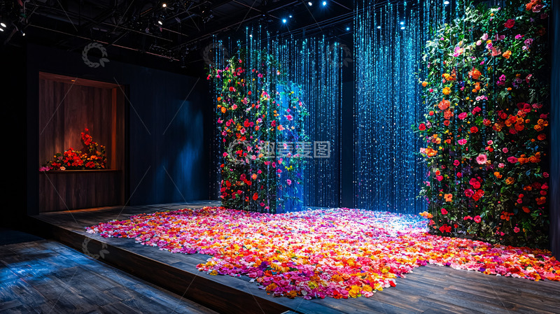 高清大图下载【趣麦麦图】梦幻花墙舞台背景