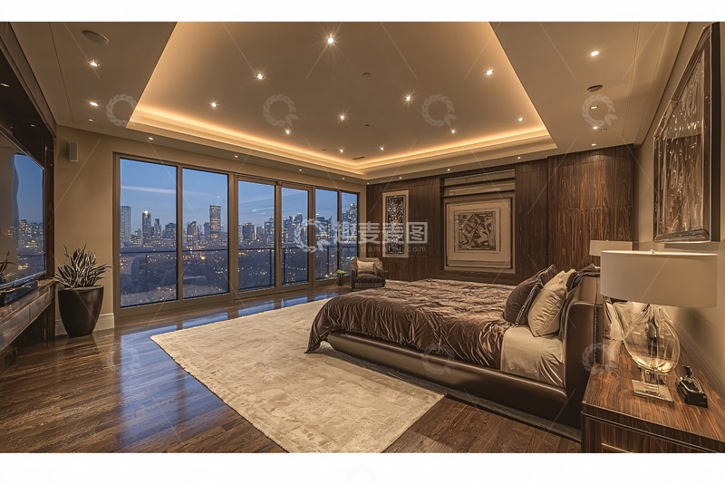 高清大图下载【趣麦麦图】现代都市夜景卧室