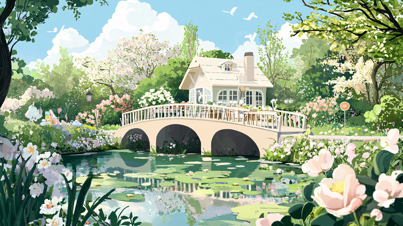 高清大图下载【趣麦麦图】春日小桥流水人家