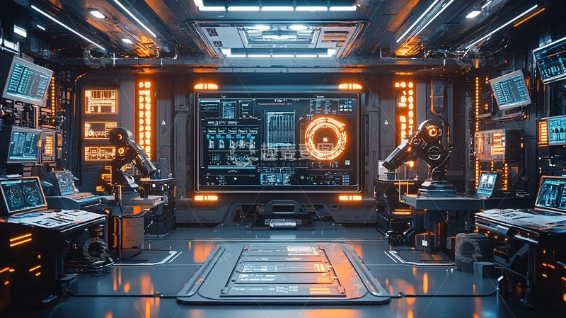 高清大图下载【趣麦麦图】科幻控制室内部场景