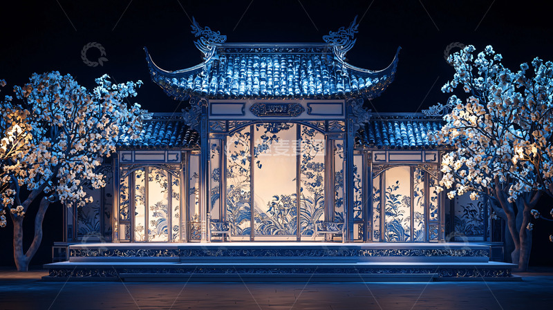 高清大图下载【趣麦麦图】中国风建筑夜景