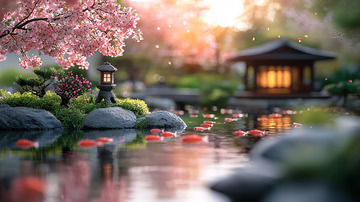 春日樱花日式庭院