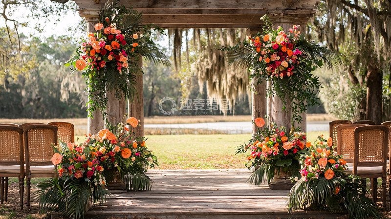 高清大图下载【趣麦麦图】户外婚礼花卉拱门