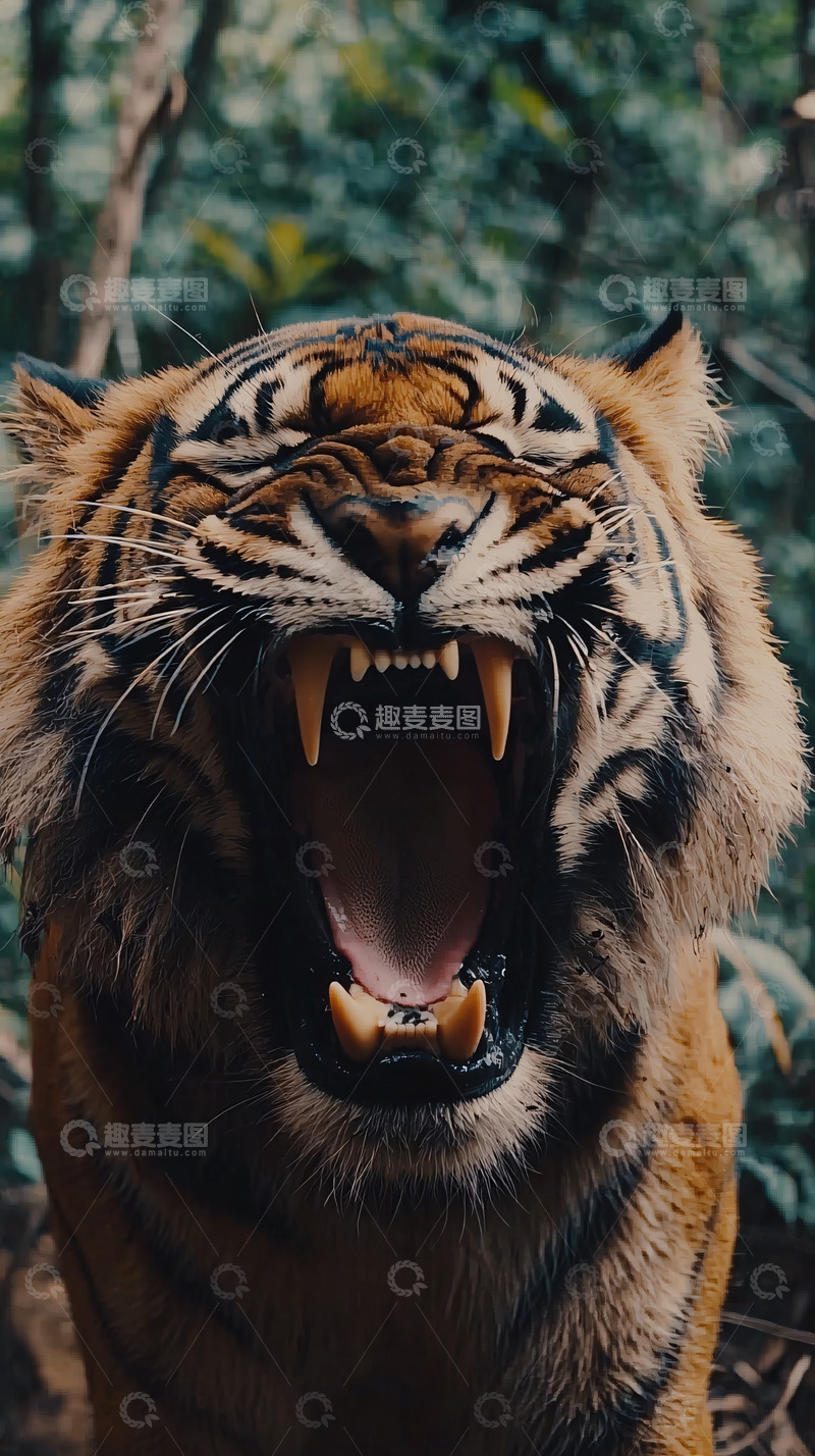 高清大图下载【趣麦麦图】咆哮的孟加拉虎