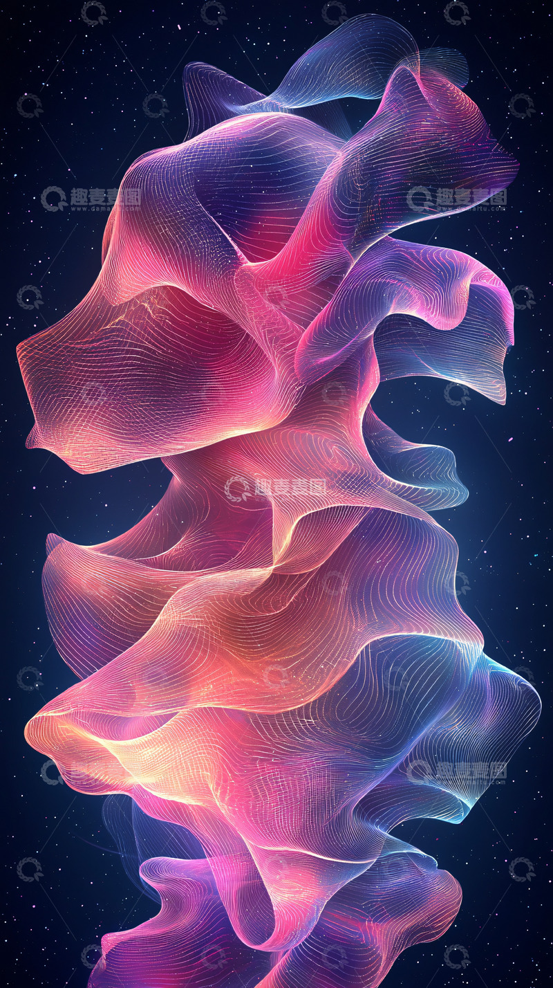 高清大图下载【趣麦麦图】抽象渐变波浪艺术