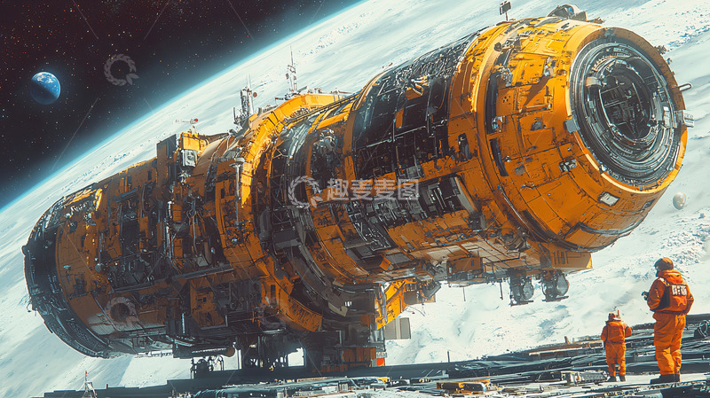 高清大图下载【趣麦麦图】太空飞船轨道维修