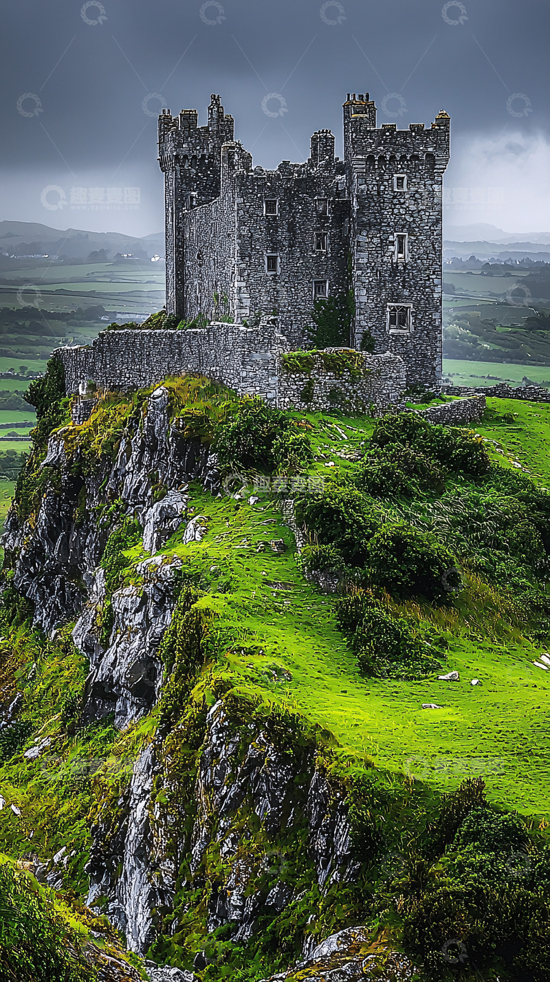 高清大图下载【趣麦麦图】山崖上的古老城堡