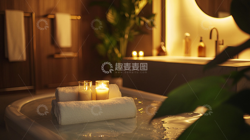 高清大图下载【趣麦麦图】温暖舒适的浴室香氛场景