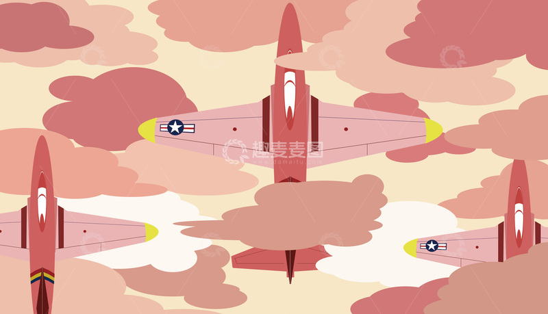 源文件下载【趣麦麦图】战斗机在云层中穿梭