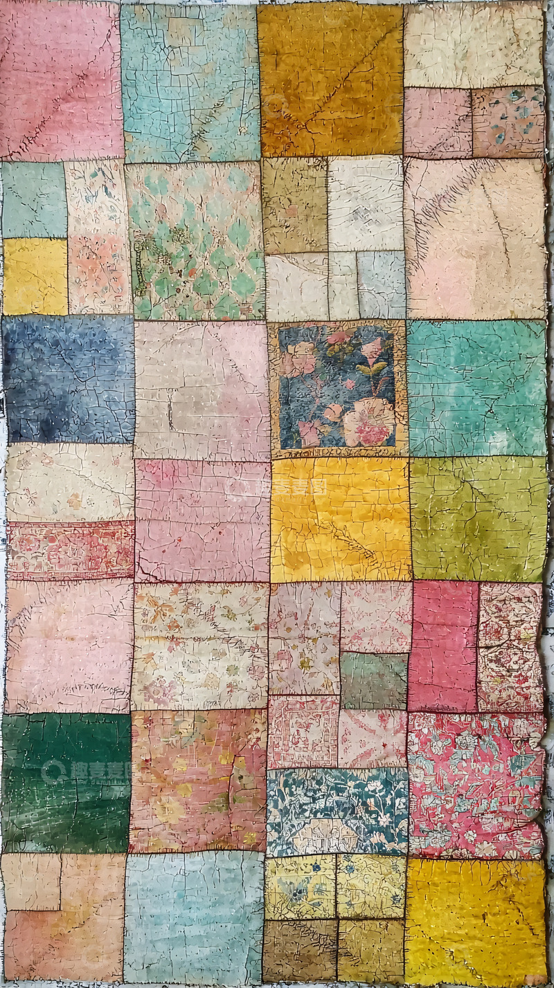 高清大图下载【趣麦麦图】彩色拼布地毯