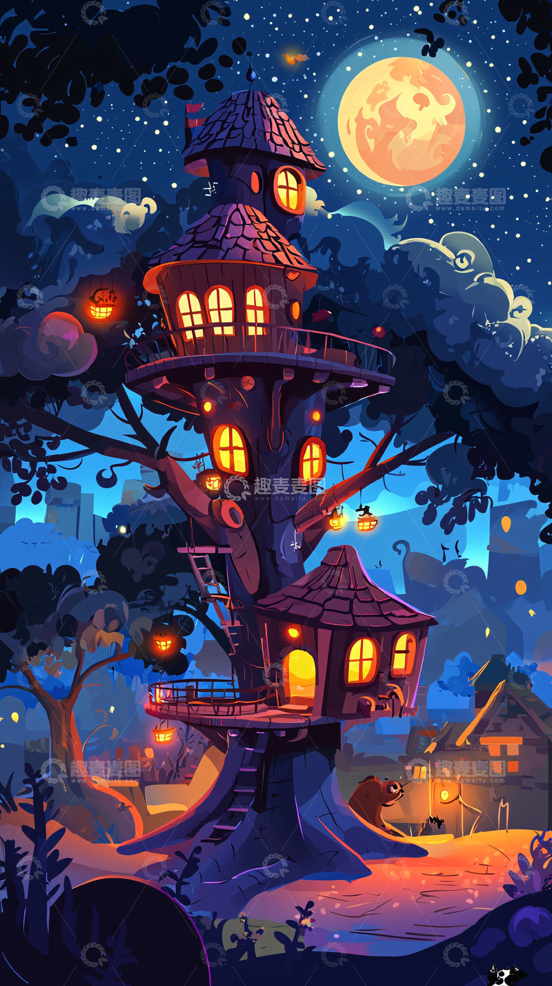 高清大图下载【趣麦麦图】梦幻树屋