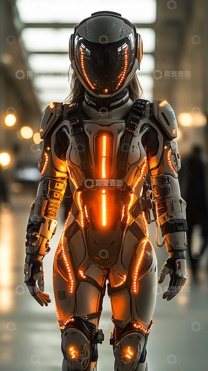 高清大图下载【趣麦麦图】未来科技女战士