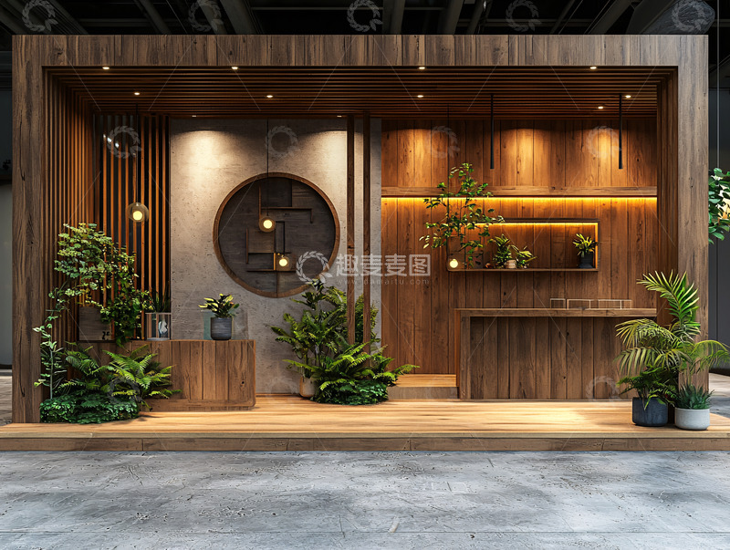 高清大图下载【趣麦麦图】木质现代展台场景