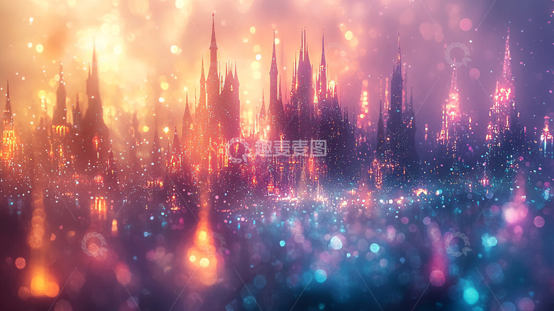 高清大图下载【趣麦麦图】火焰中的哥特式城市