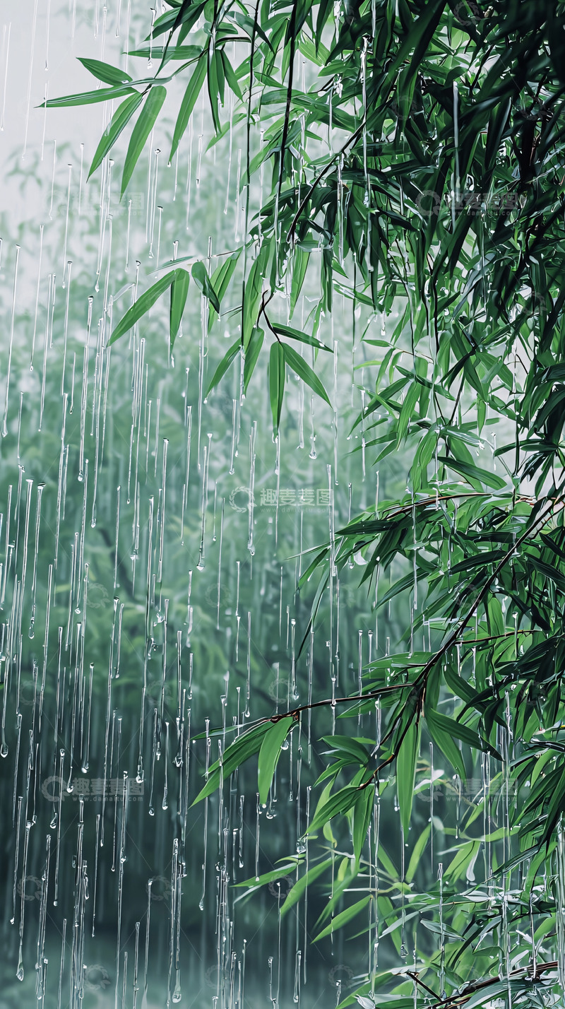 高清大图下载【趣麦麦图】雨中竹林