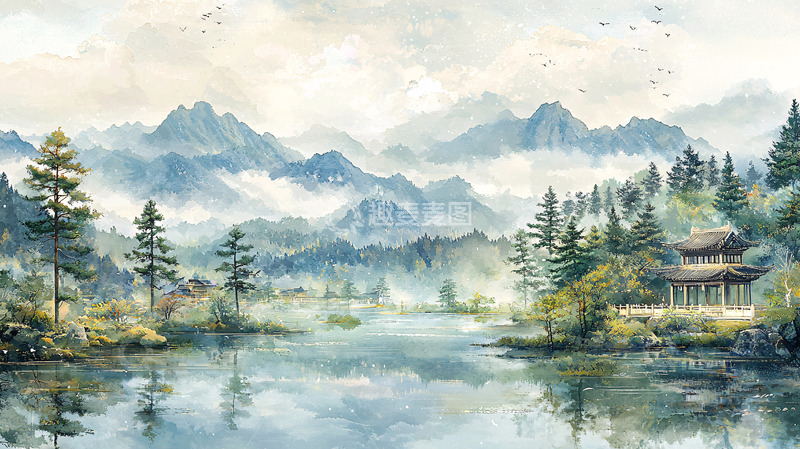 高清大图下载【趣麦麦图】水墨山水风景画