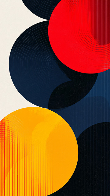 红黄蓝黑圆形抽象