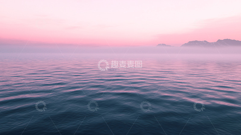 高清大图下载【趣麦麦图】粉红色天空下的平静水面