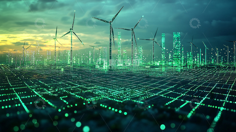 高清大图下载【趣麦麦图】未来城市风力发电