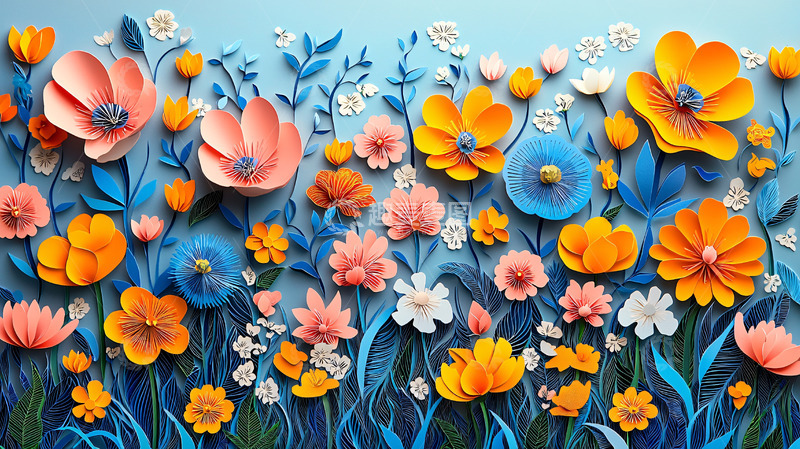 高清大图下载【趣麦麦图】立体纸花壁纸