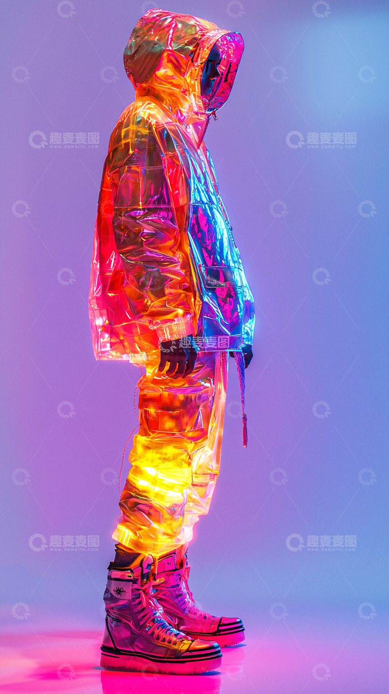 高清大图下载【趣麦麦图】炫彩透明雨衣套装