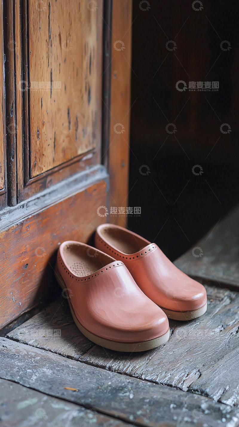 高清大图下载【趣麦麦图】粉色皮拖鞋