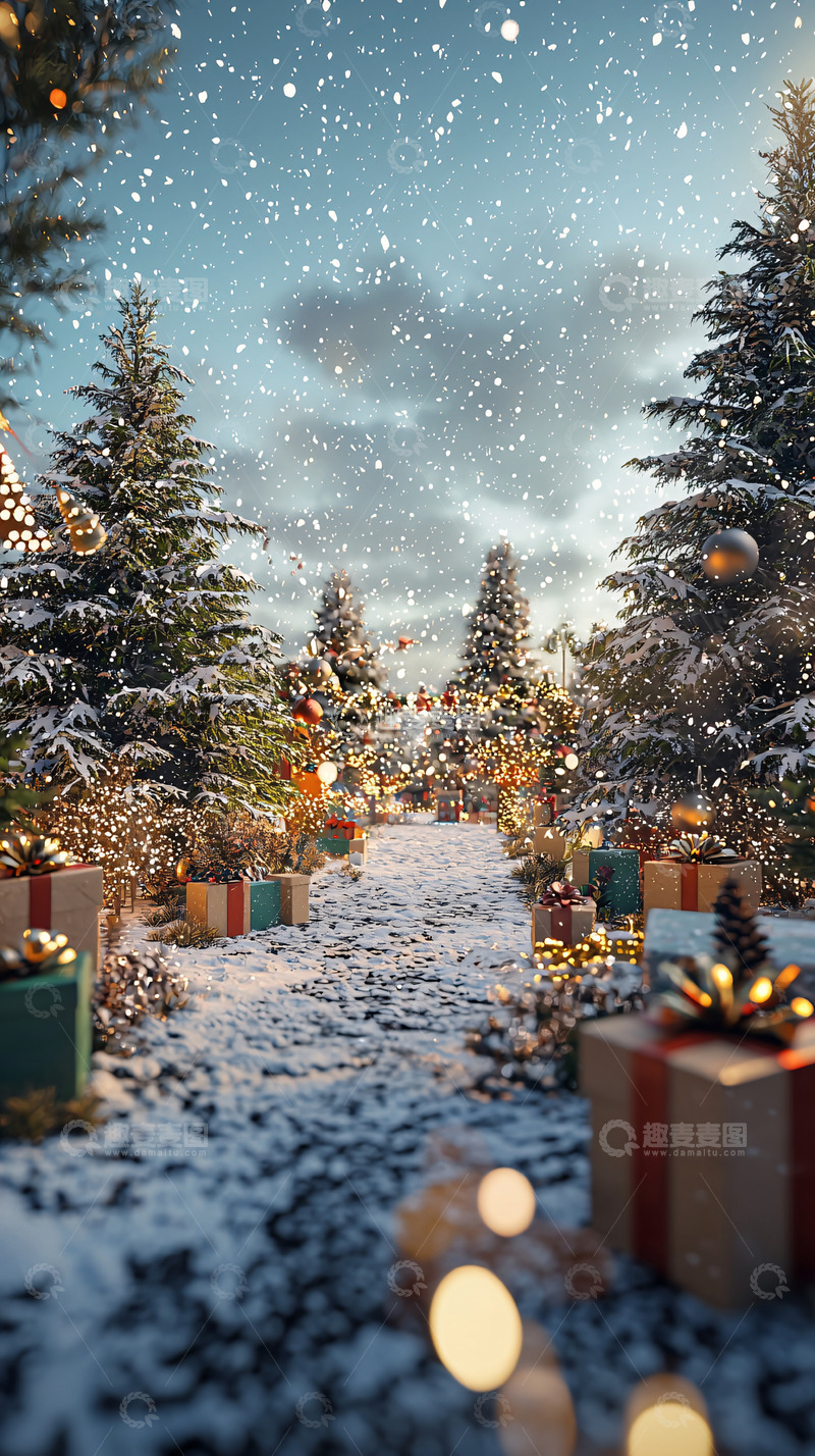 高清大图下载【趣麦麦图】圣诞节雪景
