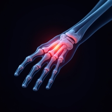 人体手部骨骼疼痛示意图