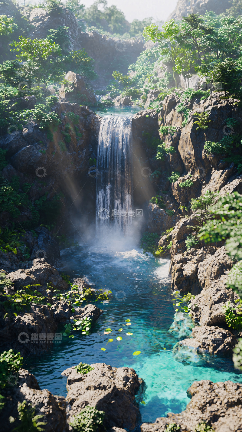 高清大图下载【趣麦麦图】山间瀑布