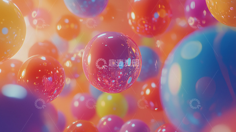 高清大图下载【趣麦麦图】彩色透明球体背景