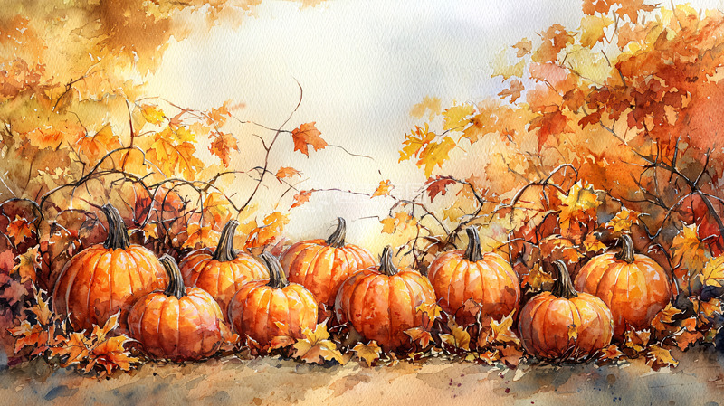 高清大图下载【趣麦麦图】秋日南瓜丰收景象