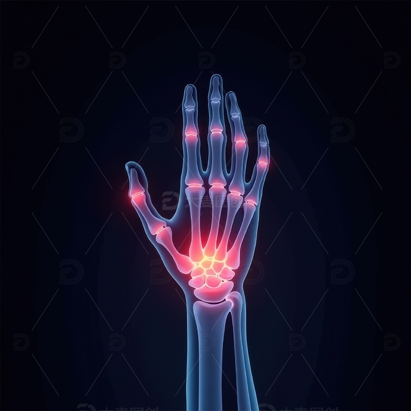 高清大图下载【趣麦麦图】人体手部关节疼痛示意图
