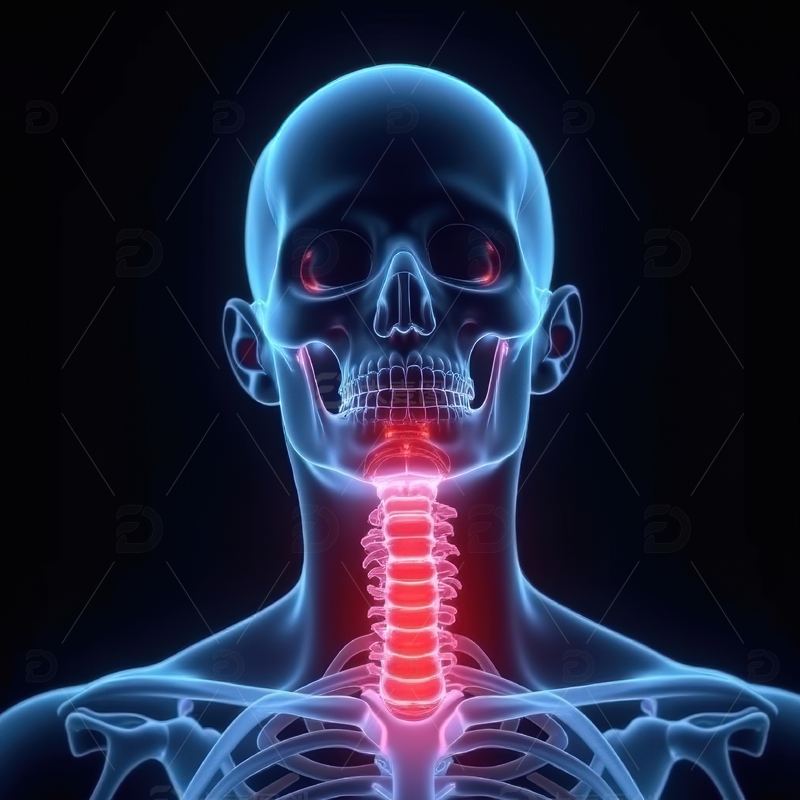 高清大图下载【趣麦麦图】人体颈部骨骼高亮示意图