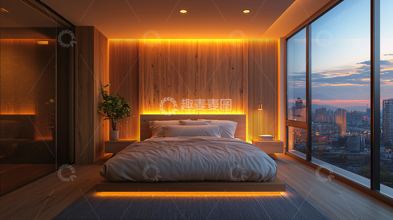 高清大图下载【趣麦麦图】温馨浪漫的卧室夜景