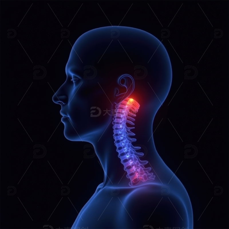 高清大图下载【趣麦麦图】人体颈椎疼痛示意图