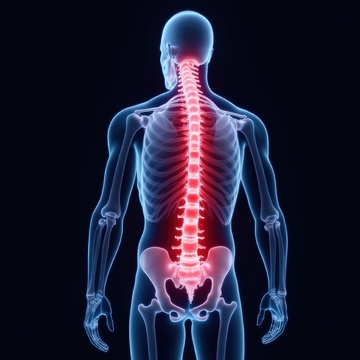 人体脊柱后部发光示意图