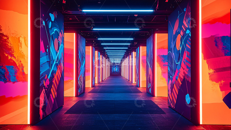 高清大图下载【趣麦麦图】霓虹灯走廊