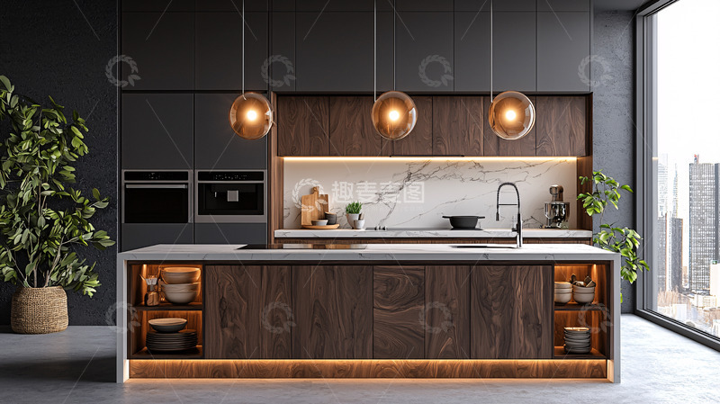 高清大图下载【趣麦麦图】现代极简风格厨房
