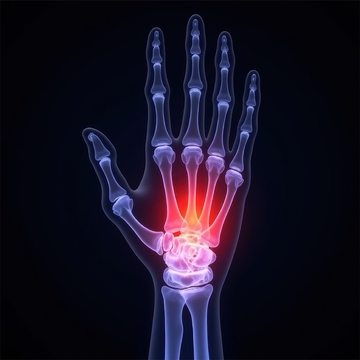 人体手部骨骼高亮示意图