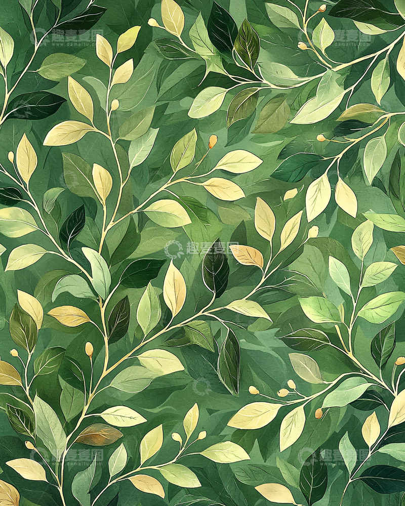 高清大图下载【趣麦麦图】绿色叶子图案