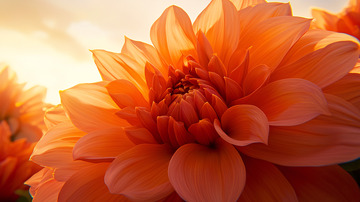 日出时分的橙色大丽花