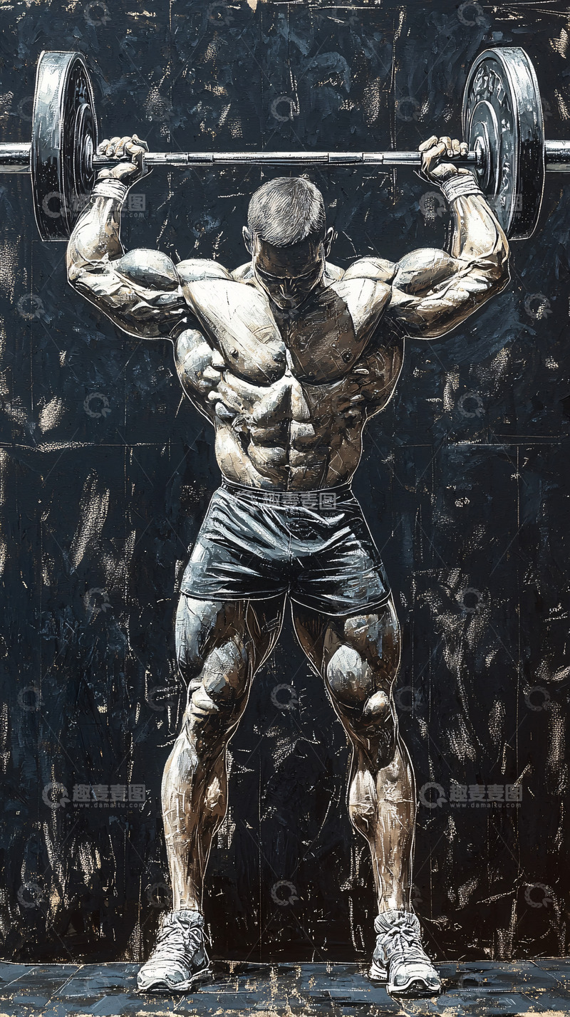 高清大图下载【趣麦麦图】强壮肌肉男举重
