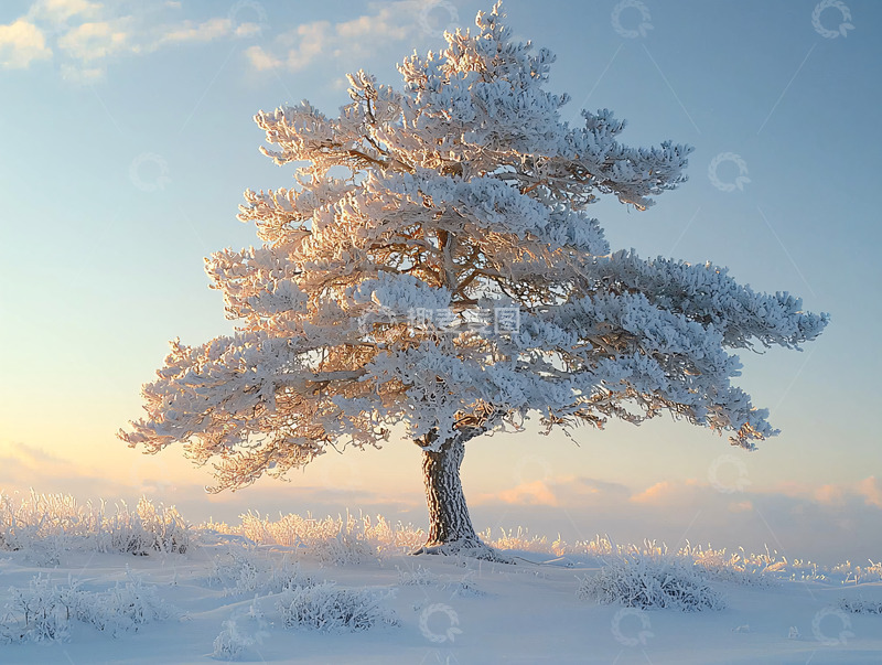 高清大图下载【趣麦麦图】雪中孤树